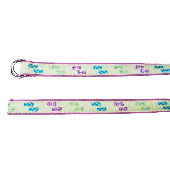 Flip Flop Hot Pink Canvas & Yellow Flip Flop Ribbon D-Ring Belt XL - Picture 6 of 6